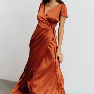 Krystal satin wrap gown
